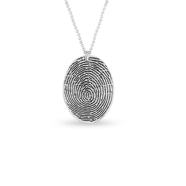 Personalised 925 Sterling Silver Actual Fingerprint Memorial Pendant Necklace for Men and Women