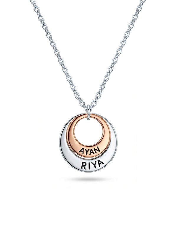 Personalized Couple Name Double Ring Necklace
