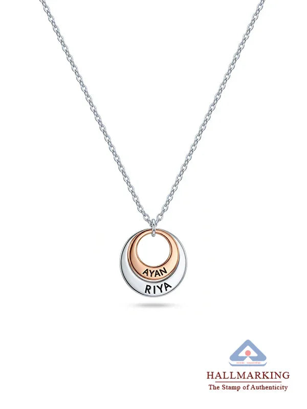 Buy Personalized Couple Name Double Ring Necklace in 925 Sterling