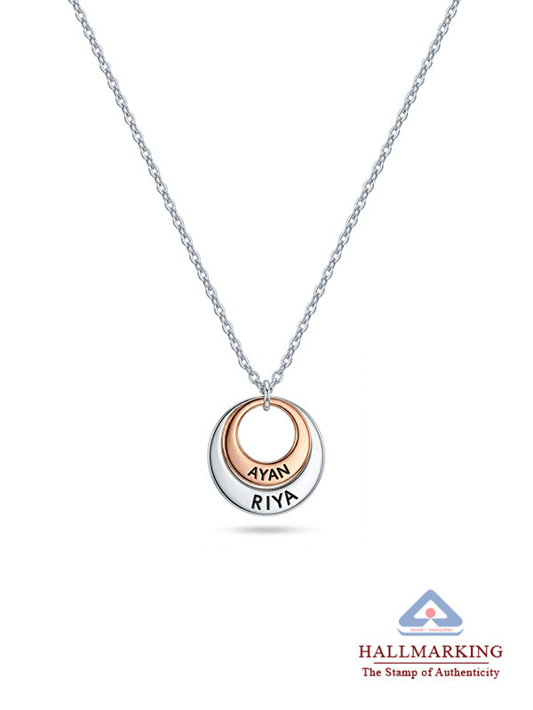 Personalized Couple Name Double Ring Necklace