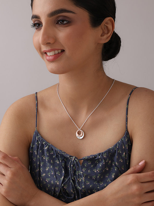 Personalized Couple Name Double Ring Necklace