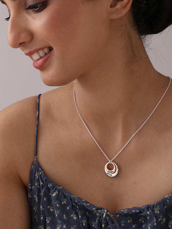 Personalized Couple Name Double Ring Necklace