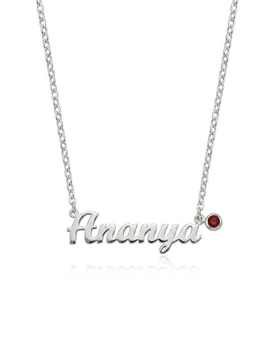 Nomea Personalized Name Plate Birthstone Women's Necklace