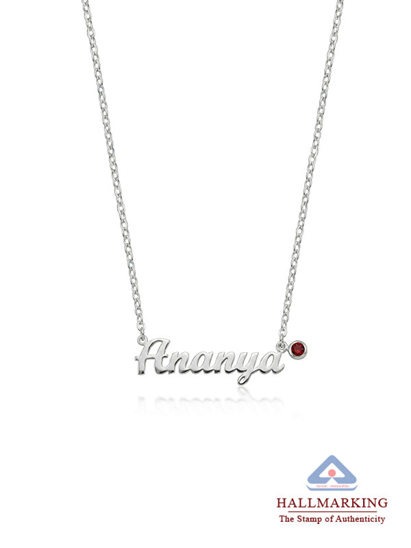 Personalized Name Plate Birthstone Necklace
