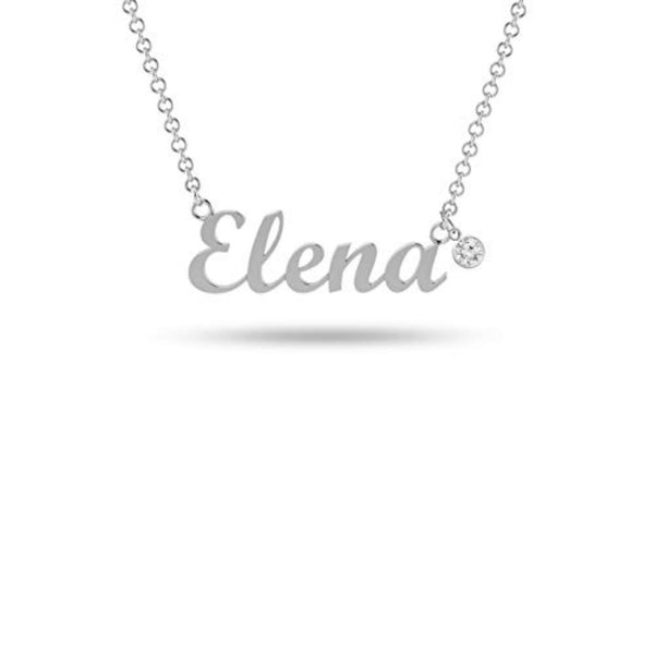 Personalised 925 Sterling Silver Name Plate Birthstone Necklace for Teen Women
