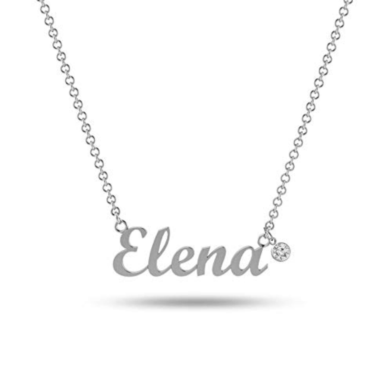Personalised 925 Sterling Silver Name Plate Birthstone Necklace for Teen Women
