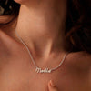 Personalised 925 Sterling Silver Name Plate Cut Necklace for Teen Women