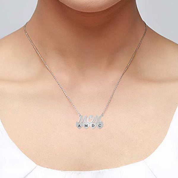 Personalised 925 Sterling Silver Mom Heart Message or Initial Necklace for Teen Women