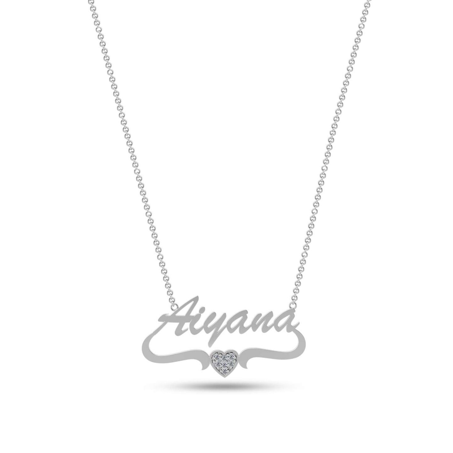 Personalised 925 Sterling Silver Name Heart Necklace for Teen Women