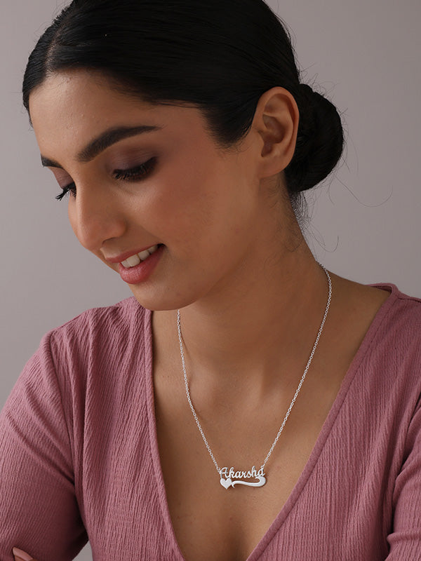 Personalized Name with Heart Accent Necklace