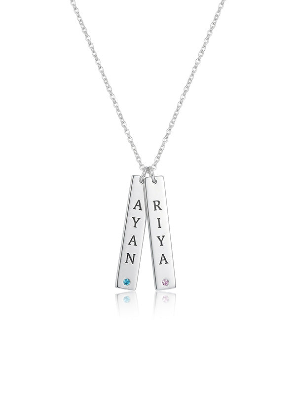 Personalized Vertical Double Bar Couple Necklace