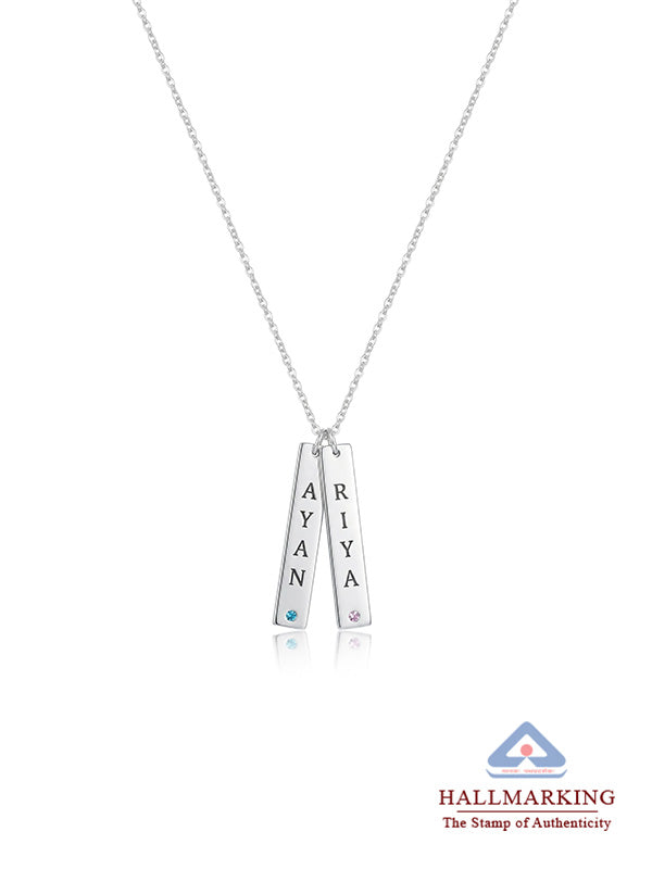 Personalized Vertical Double Bar Couple Necklace