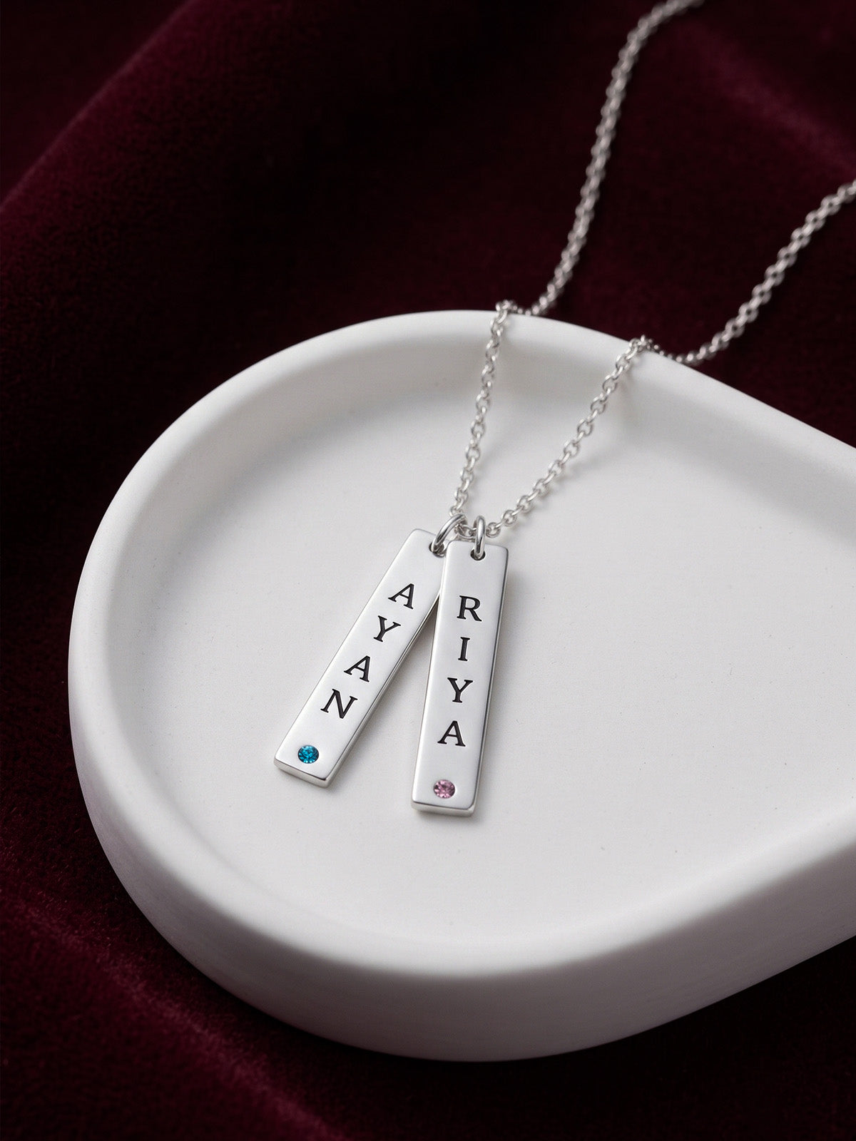 Personalized Vertical Double Bar Couple Necklace