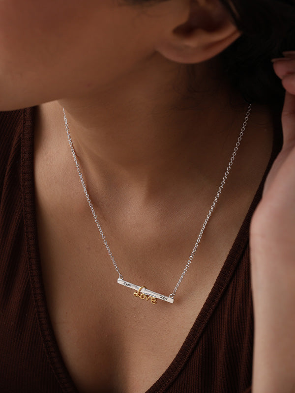 Personalized Initial Message Bar Necklace