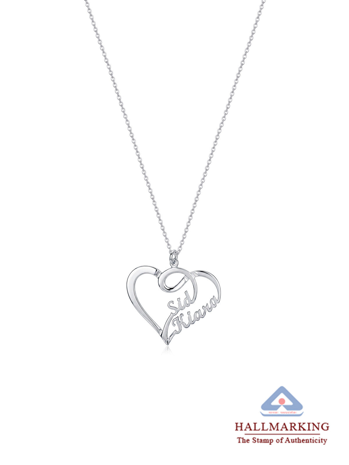 Personalized Double Heart Name Necklace