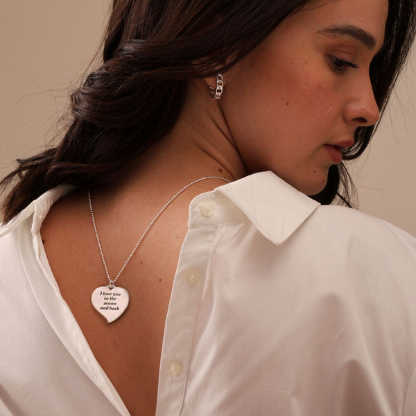 Personalised Customized 925 Sterling Silver Photo and Message Heart Pendant Necklace for Women and girls