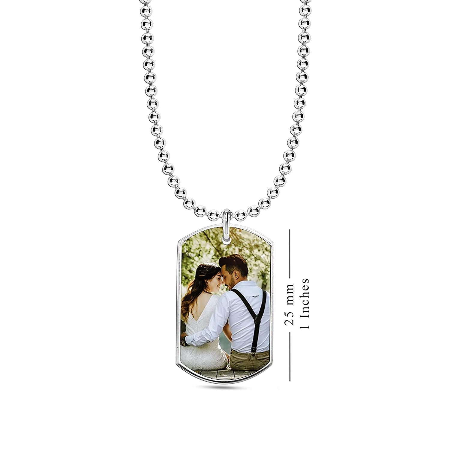 Silver dog tag discount necklace engraved