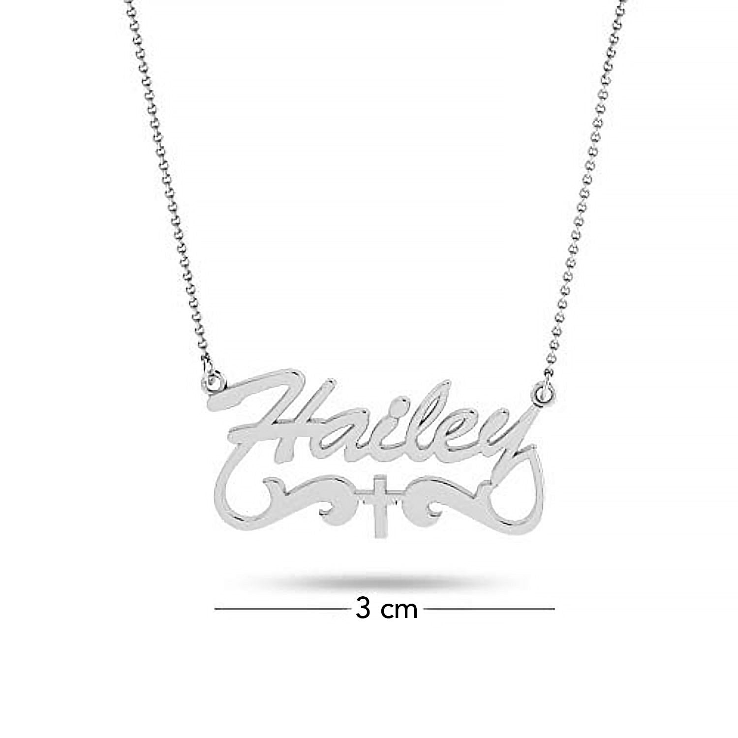 Personalised 925 Sterling Silver Name Cross Tail Necklace for Teen Women