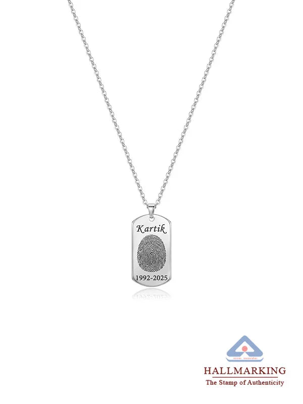 Personalized Memorial Fingerprint Date Necklace