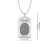 Personalised 925 Sterling Silver Name and Date Memorial Pendant with Actual Fingerprint Necklace for Men Women