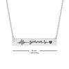 Personalised 925 Sterling Silver Engraved Heart Beat with Name Bar Pendant Necklace for Women Teen