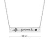 Personalised 925 Sterling Silver Engraved Heart Beat with Name Bar Pendant Necklace for Women Teen