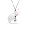 Personalised 925 Sterling Silver Name and Birthstone Elephant Necklace for Women Teen