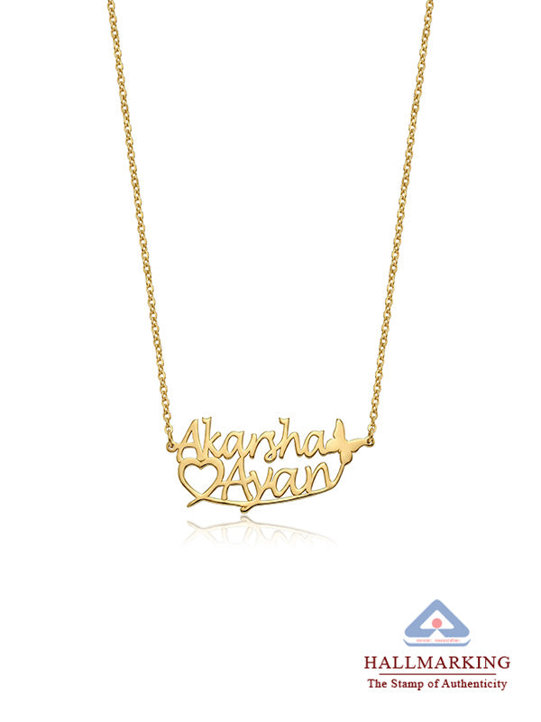 Personalized Butterfly Heart Couple Necklace