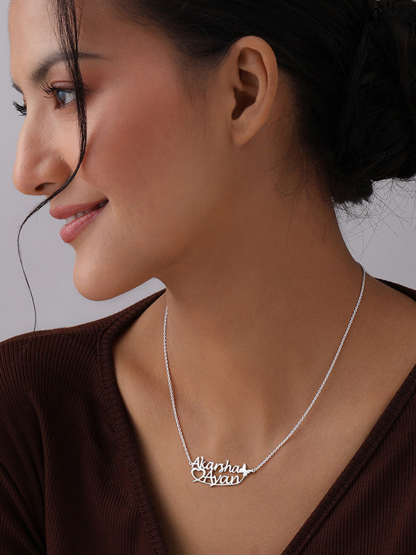 Personalized Butterfly Heart Couple Necklace