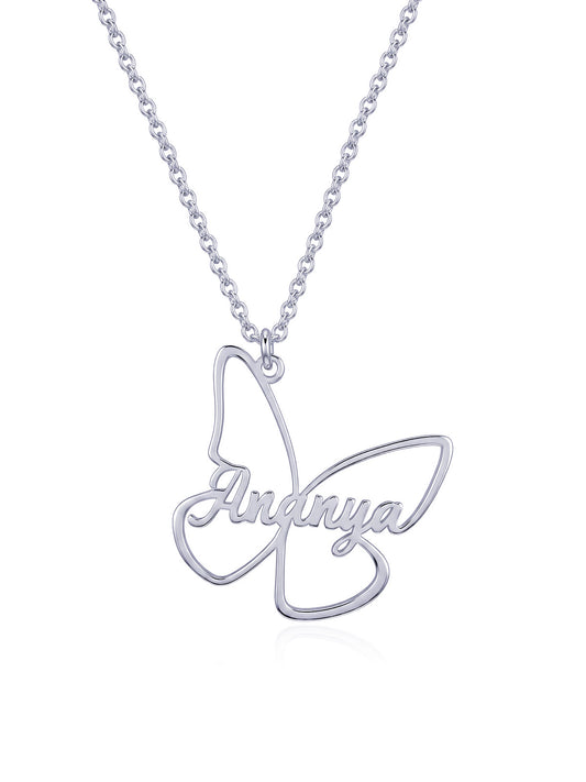 Personalized Butterfly Name Pendant Necklace