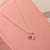 Personalised 2 Names with 2 Heart Birthstone Couple Pendant Necklace for Women and Teen