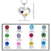 Personalised 2 Names with 2 Heart Birthstone Couple Pendant Necklace for Women and Teen