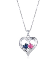 Personalised Couple Heart Necklace with Birthstones