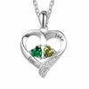 Personalized 2 Names with 2 Heart Birthstone Couple Pendant Necklace for Women and Teen