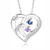 Personalised Two Name with Birthstone Heart Shape Necklace For Women