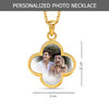 925 Sterling Silver Personalised 14K Gold Plated Photo Double Sided Clover Flower Shape Transparent Resin Pendant Necklace for Teen Women