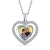 925 Sterling Silver Personalised Double Sided Picture Rotating Custom Photo Heart Shape Transparent Resin Pendant Necklace with Personalised Message BOX for Teen Women