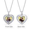 925 Sterling Silver Personalised Double Sided Picture Rotating Custom Photo Heart Shape Transparent Resin Pendant Necklace with Personalised Message BOX for Teen Women