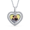 925 Sterling Silver Personalised Double Sided Picture Rotating Custom Photo Heart Shape Transparent Resin Pendant Necklace with Personalised Message BOX for Teen Women