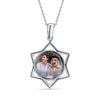 925 Sterling Silver Personalised Round Star Shape Photo Custom Double Sided Picture Transparent Resin Pendant Necklace with Personalised Photo & Message BOX for Teen Women
