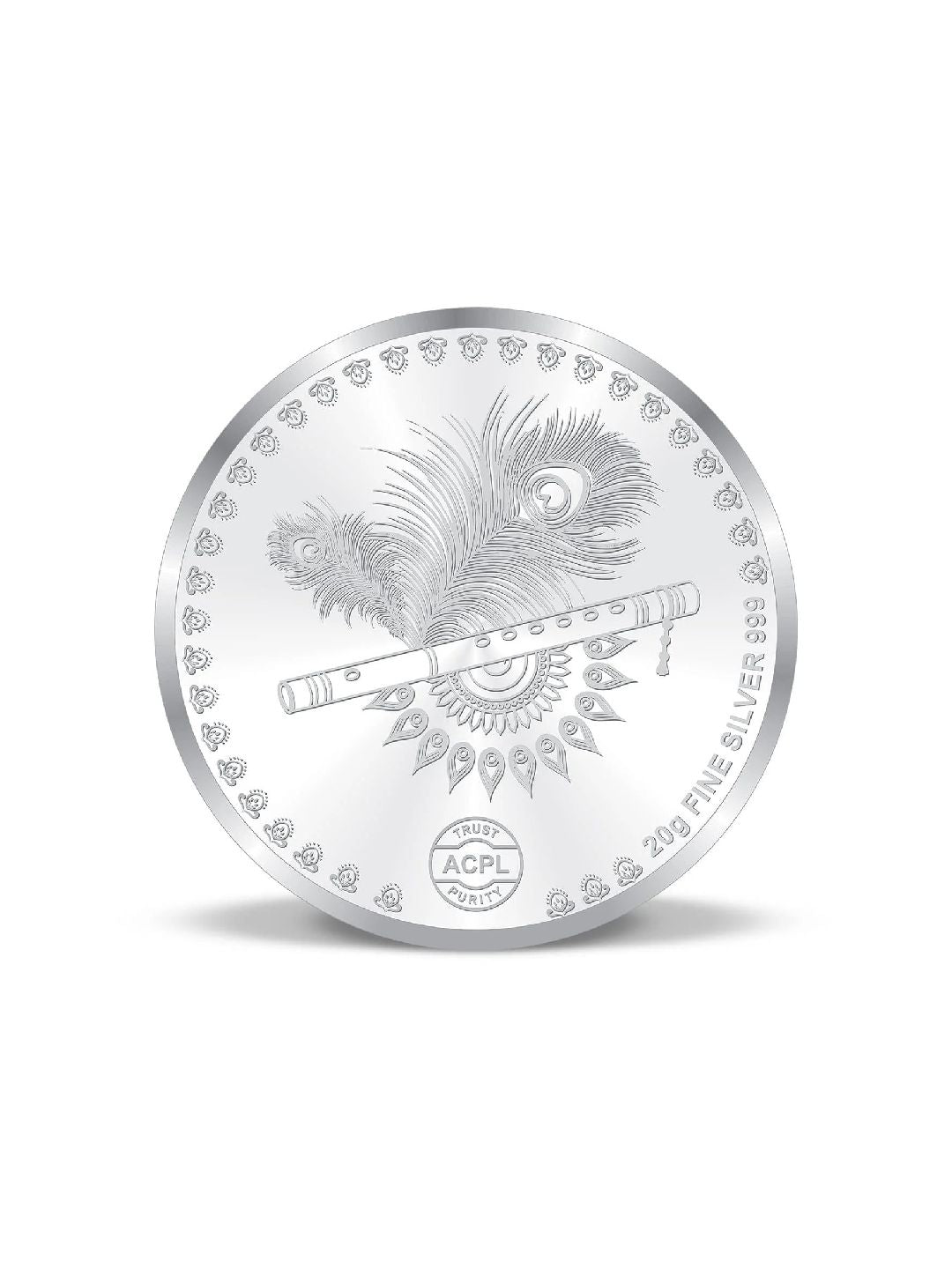 BIS Hallmarked Radha Krishna Colourful Peacock Silver Coin 999 Pure