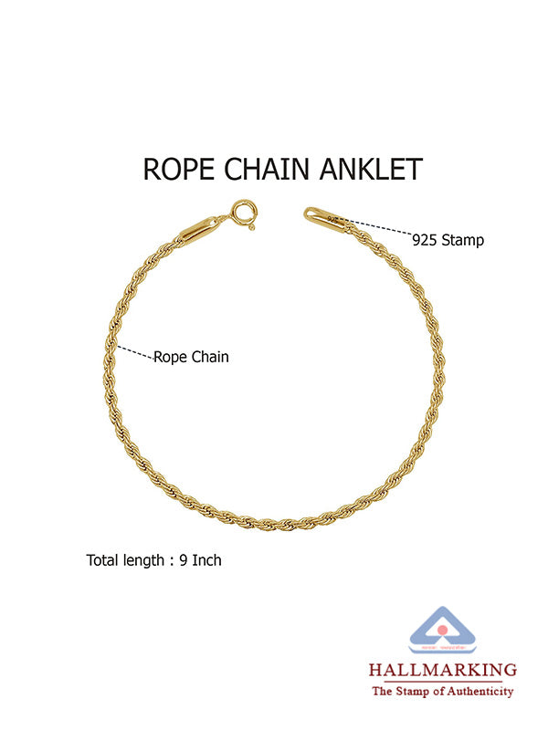 Diamond-Cut Braided Rope Anklet