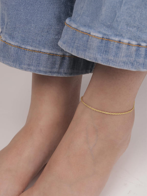 Diamond-Cut Braided Rope Anklet