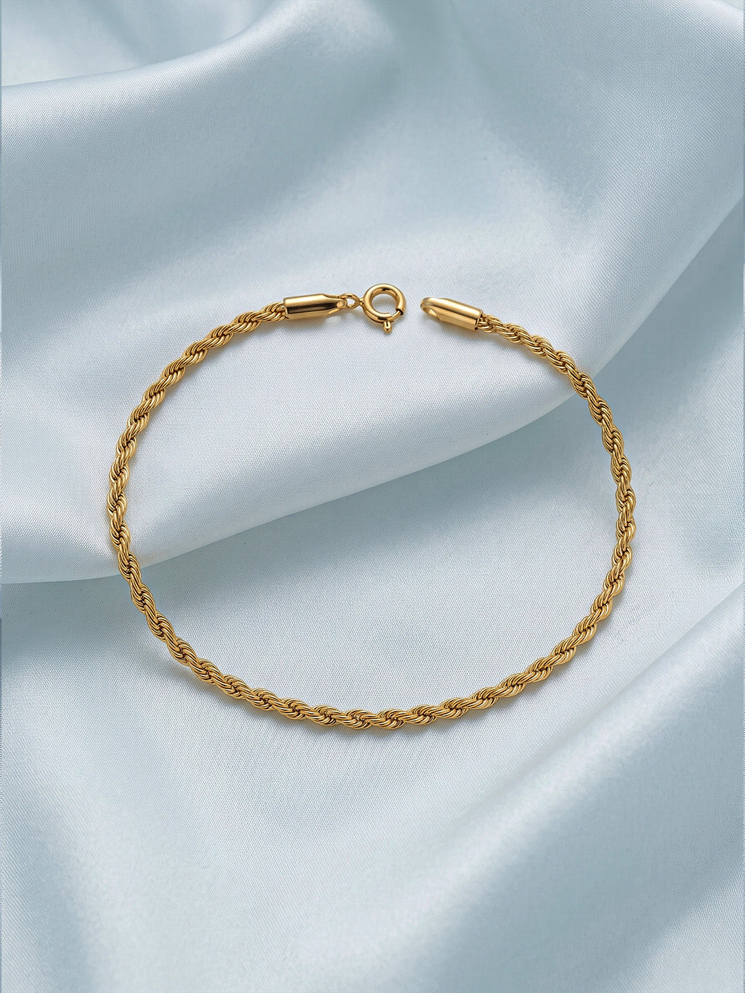 Diamond-Cut Braided Rope Anklet