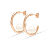 925 Sterling Silver Rose Gold Simulated Pearl C Hoop Earrings for Women