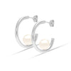 925 Sterling Silver Pearl C Hoop Earrings for Women