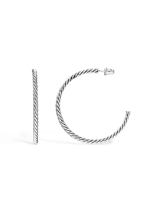 Antica Sculpted Cable Women's Hoop Earrings