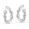 925 Sterling Silver Twisted Rope Round Shape Click-Top Hoop Earrings for Women