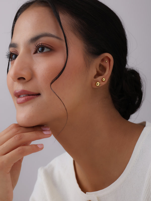 Gold Ball Post combo set Earrings for Women