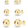 925 Sterling Silver Set of 3 Pairs Ball-Post Stud Earrings for Girl Teen Women 3mm 6mm 8mm
